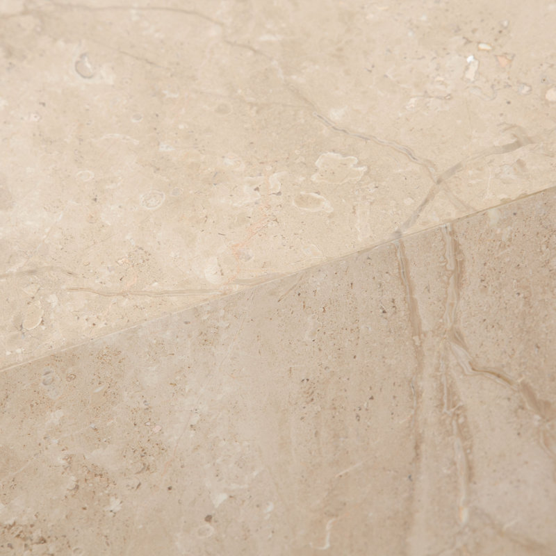 Beige Marble Square Pedestal End Table