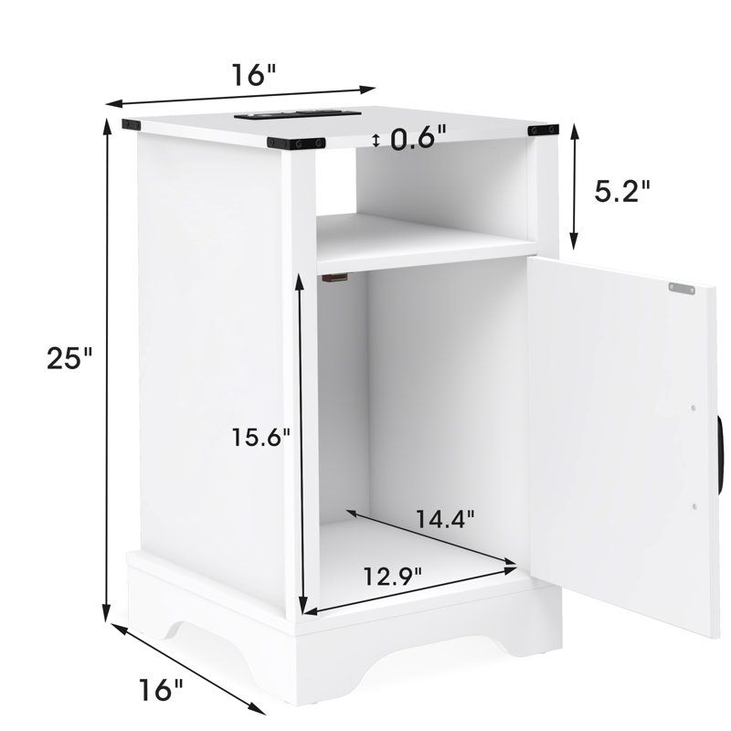 Bradford Bedside Table, White, 2