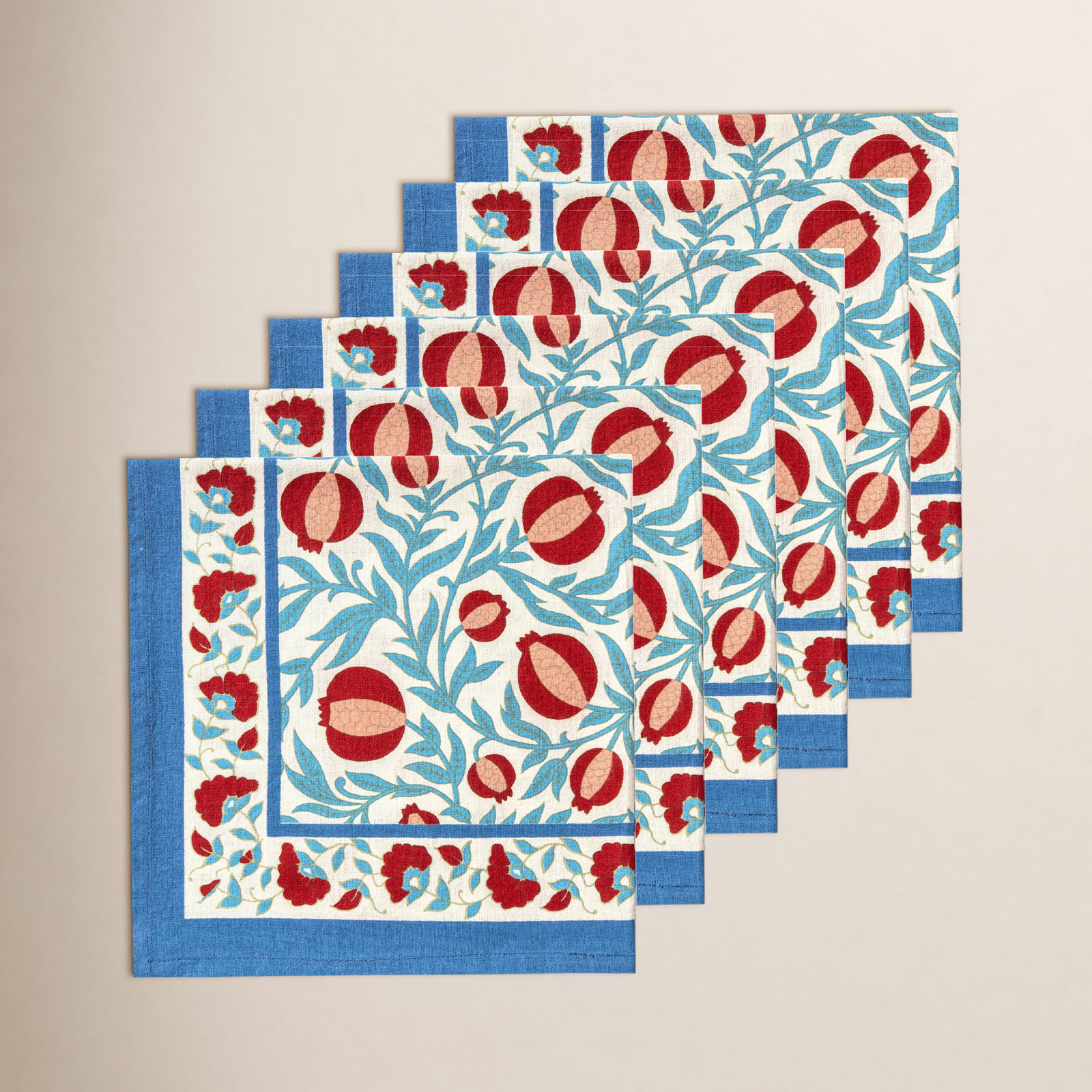 Williston Cotton Napkin, Red/Blue