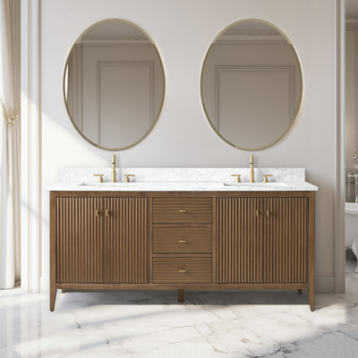 72'' Double Bathroom Vanity with Engineered Marble Top