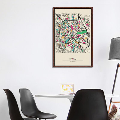 Basel, Switzerland Map by Ayse Deniz Akerman - Print on Canvas