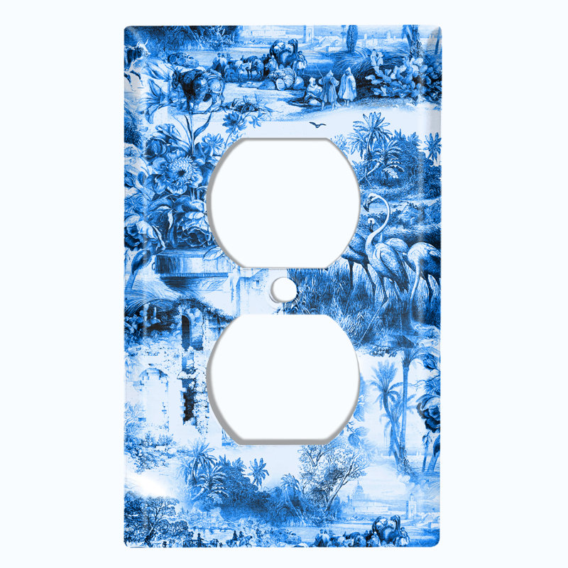 Beautiful Blue Painting White 1 - Gang Duplex Outlet Standard Wall Plate