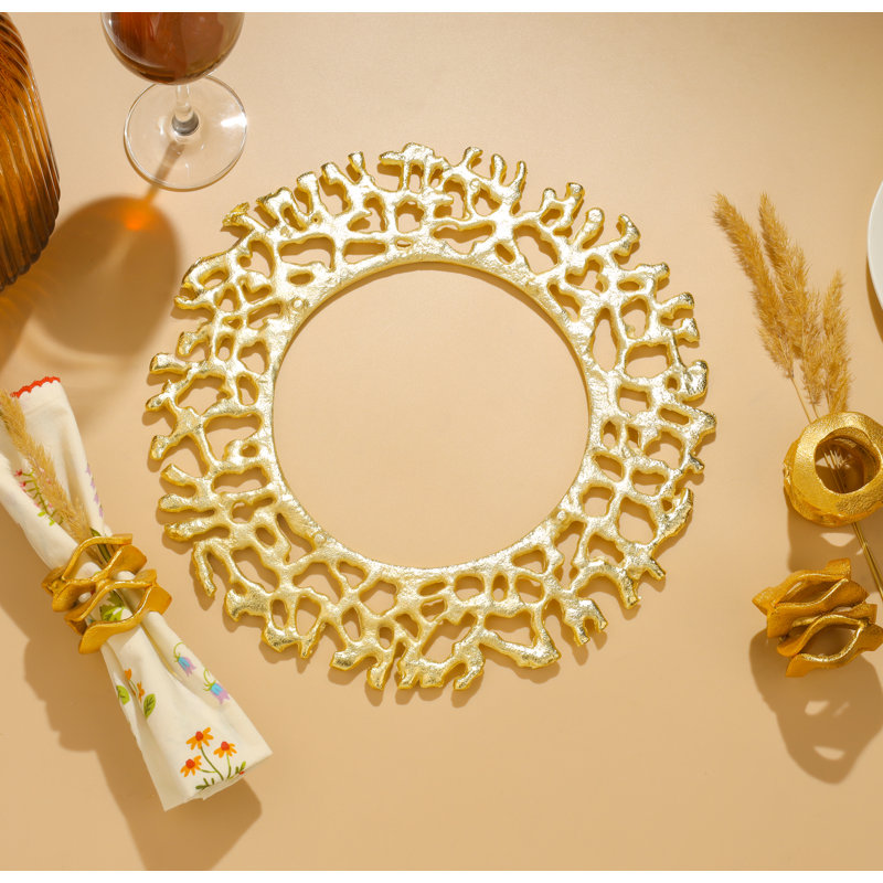 Plat de service métallique Golden Gleam, Doré