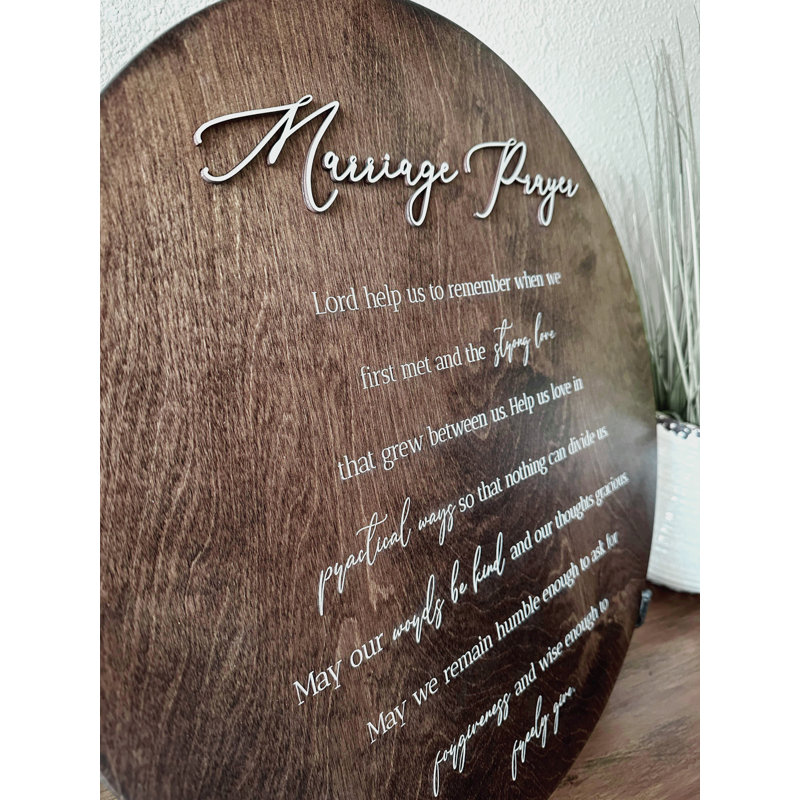 Marriage Prayer Wedding Gift Wall Décor – Handmade Wooden Sign with Engraved Prayer, Rustic Brown Farmhouse Wall Art