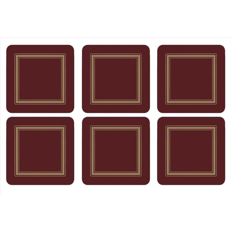 Pimpernel Classic Coasters 4"X 4", Burgundy