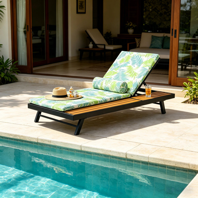 Ensemble de chaise longue avec coussin moelleux et dossier réglable, Green