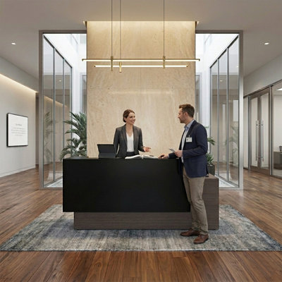 Rectangle Synthetic Laminate Reception Desk