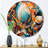 Orange And Blue Geometric Vibrations IV - Abstract Geometric Round Wall Art on Metal-88599074