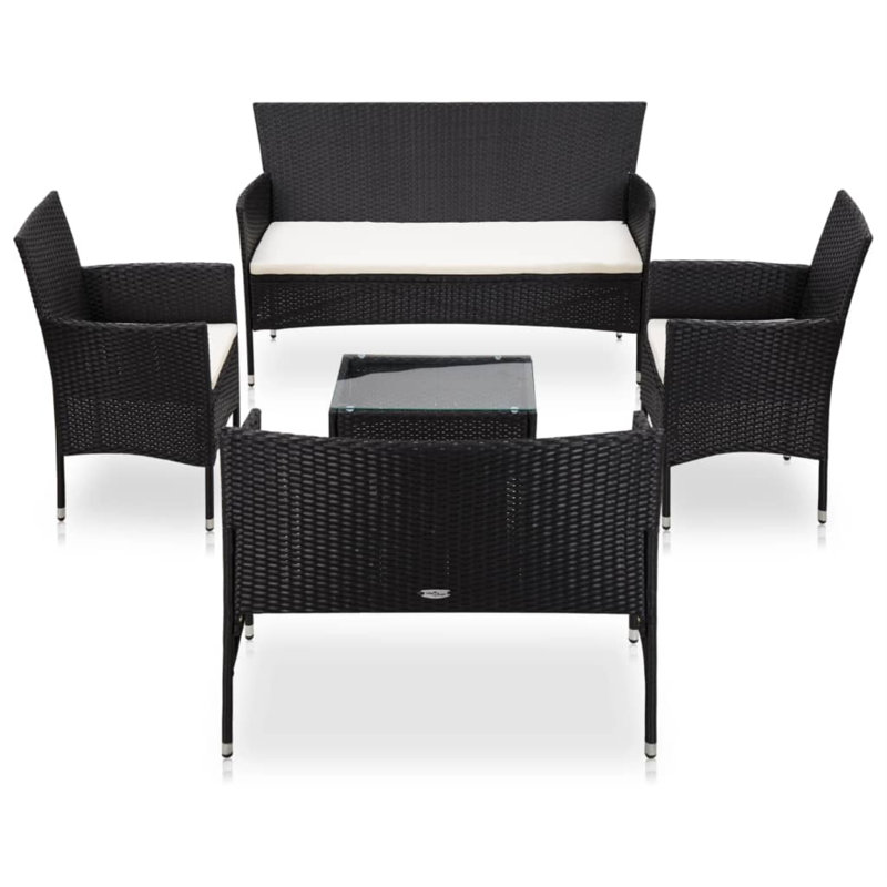 Ameriya 5 Piece Lounge Chair with Cushions, White, Black
