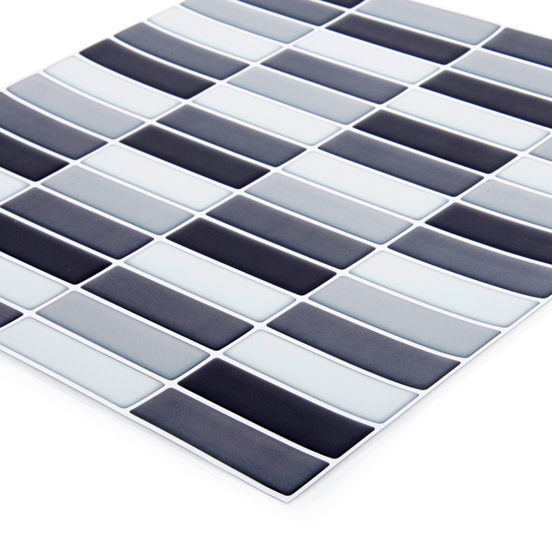 Carreau de mosaïque en pvc à écorce en pvc 10 po x 10 po, Gris