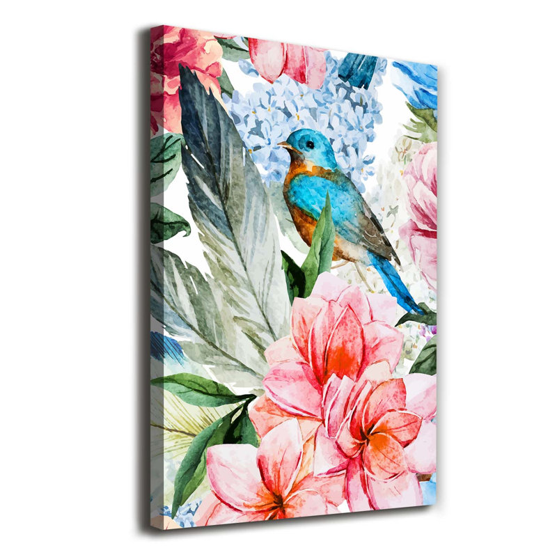 Flowers And Birds - Wrapped Canvas Print