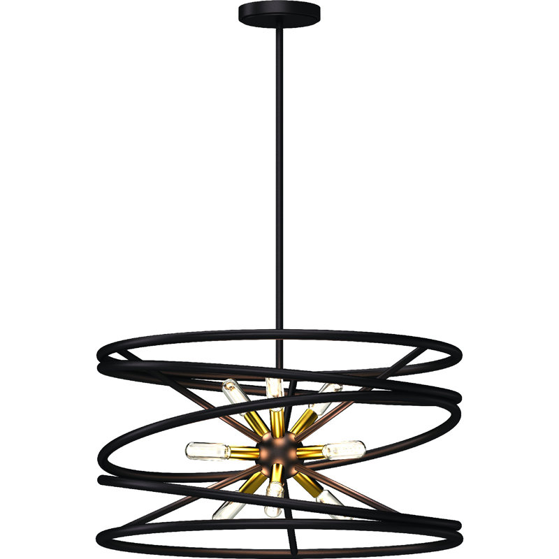 Lustre suspendu 9 lumières en bronze antique