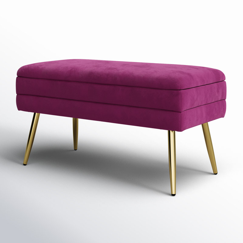 Banc de rangement rembourré et amovible Grayton, Prune
