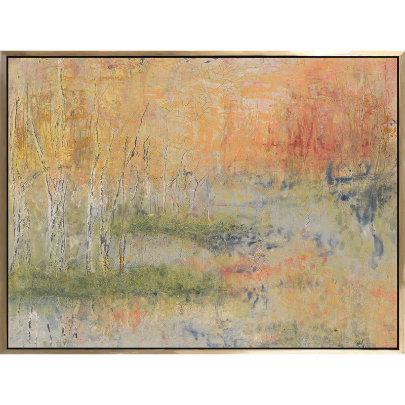 Fall Forest Painting, Gold Framed