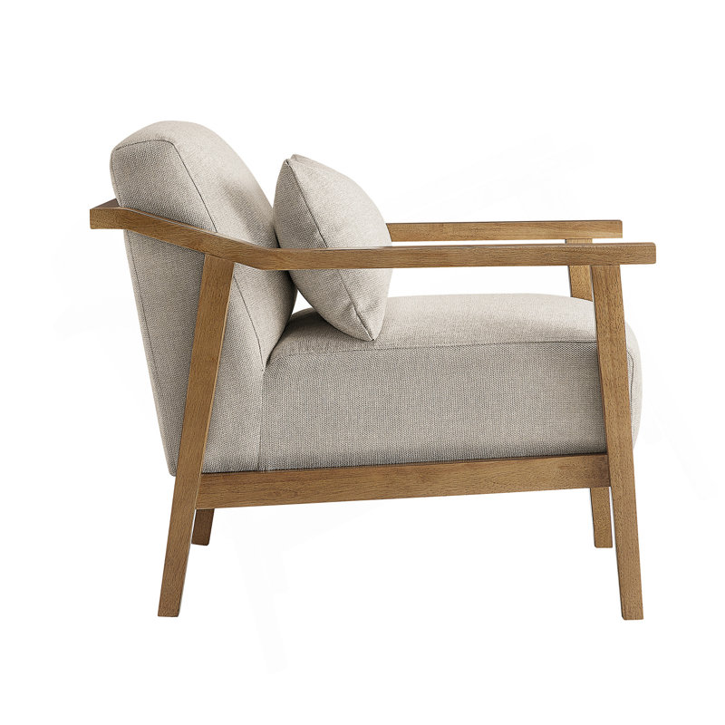 Copperleaf Rayn Solid Wood Upholstered Accent Chair, Natural Oat Performance Weave