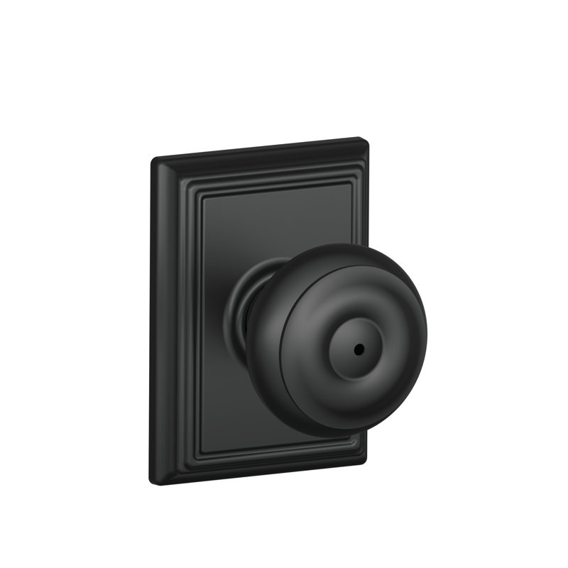 Georgian Privacy Knob with Addison Trim, Matte Black