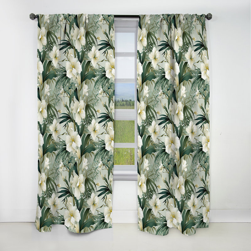 Bamboo Whispers - motif tropical IV - Rideau floral - Rideau occultant floral - 1 panneau, L 52 po x L 108 po