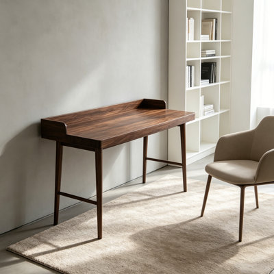 High-end dark brown walnut solid wood desk