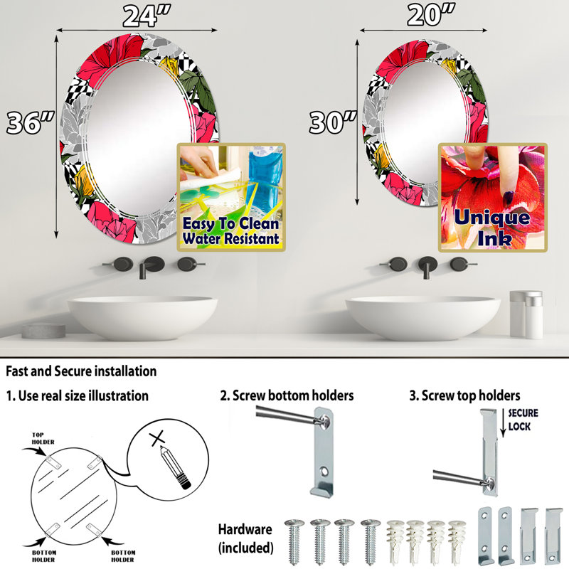Miroir de salle de bain sans cadre, 36 po x 24 po