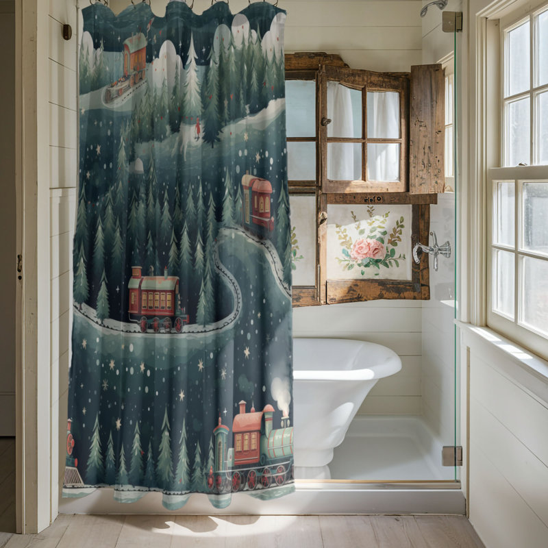 Rideau de douche Merry Train - Premium, H 74 po x l 71 po