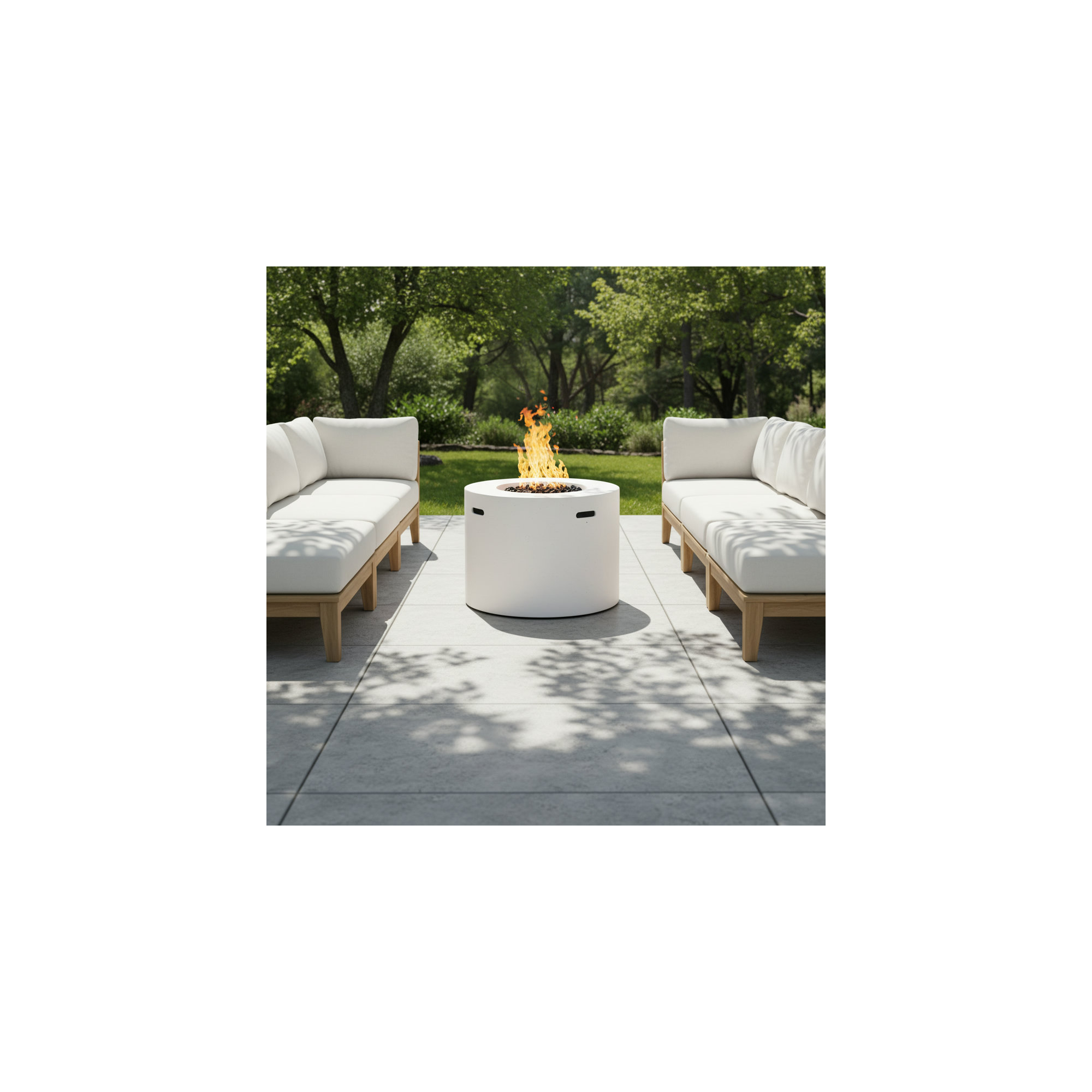 Caelan Round Fire Pit Table, White