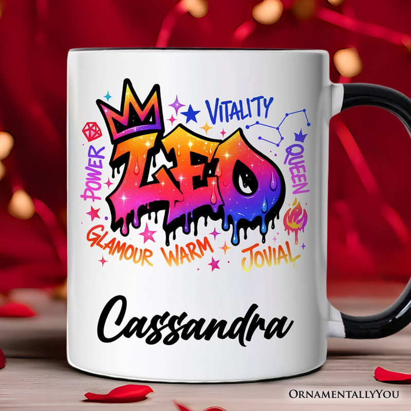 Tasse de zodiaque Leo Graffiti, horoscope d'astrologie de rue avec cadeau
