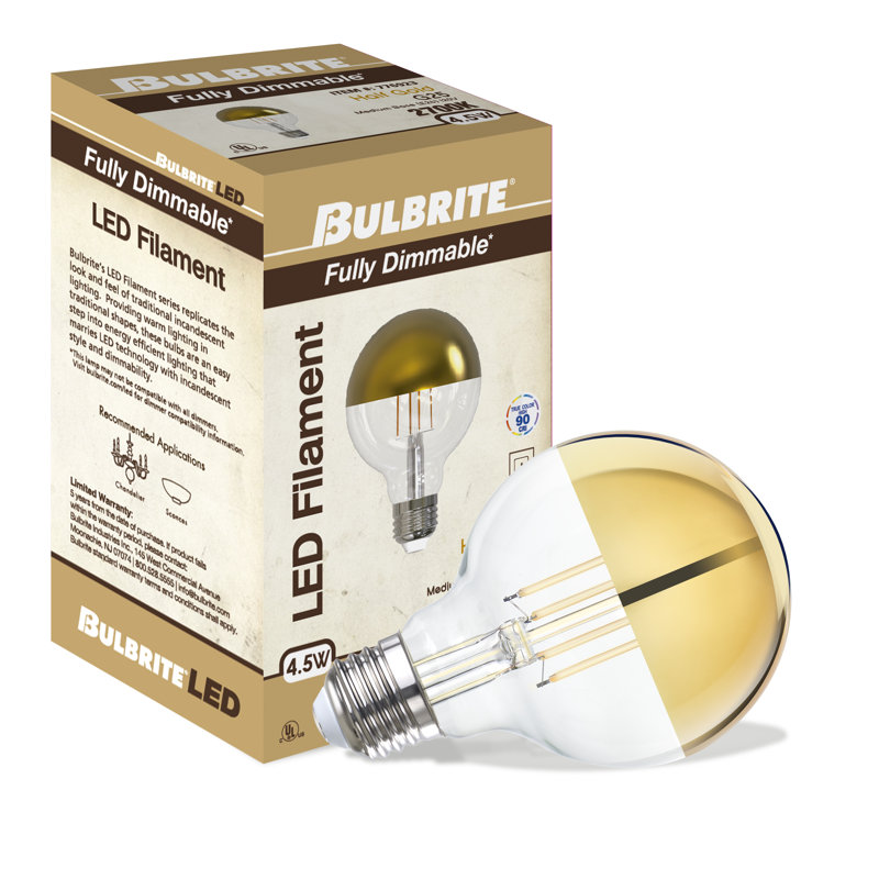 4,5 W (équivalent à 40 W), ampoule DEL G25 à intensité variable, blanc chaud (2 700 K), culot E26 / moyenne (standard)