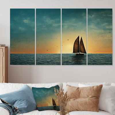 Coucher de soleil au coucher du soleil, photo de silhouette - ensemble d'art mural minimaliste 4 pièces