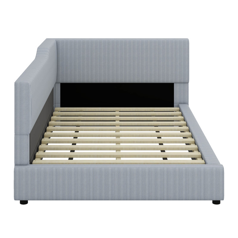 L-Shaped Corduroy Daybed, Gray, Full