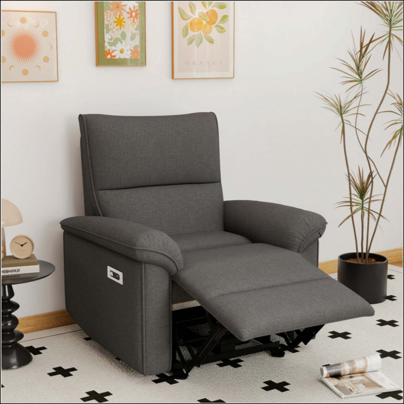 Zero-Clearance zero clearance recliner  Power Recliner Chair - 160° Electric Recline, USB/Type-C Ports + Stain-Resistant Snowflake Velvet, 330lbs Capacity Tool-Free Assembly for Small Space/Living Room/Bedroom/Apartment/RV