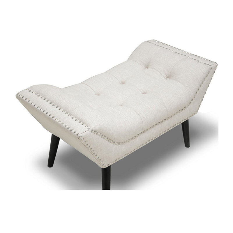 Weside Upholstered Bench, H47 x W91 x D43cm, Beige