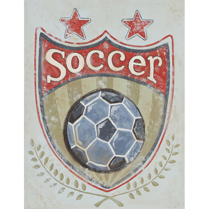 "Soccer Shield" par Reesa Qualia, reproduction sur toile tendue, H 52 po x l 40 po x P 1,5 po