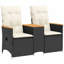  Canapé inclinable de jardin en PE rotin noir 2 places-2033027994-2033027989