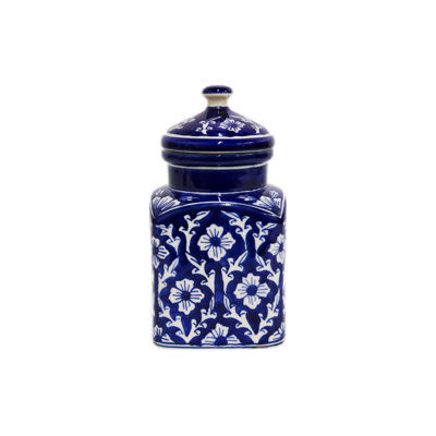 Home&Manor Ceramic Blue/White Jar