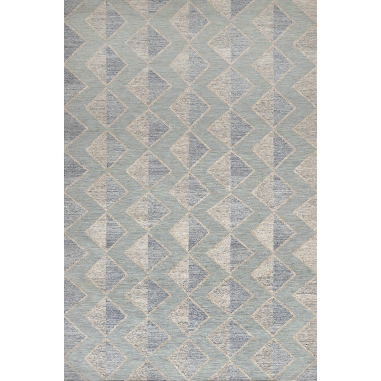 Textures Wool Geometric Area Rug in Blue
