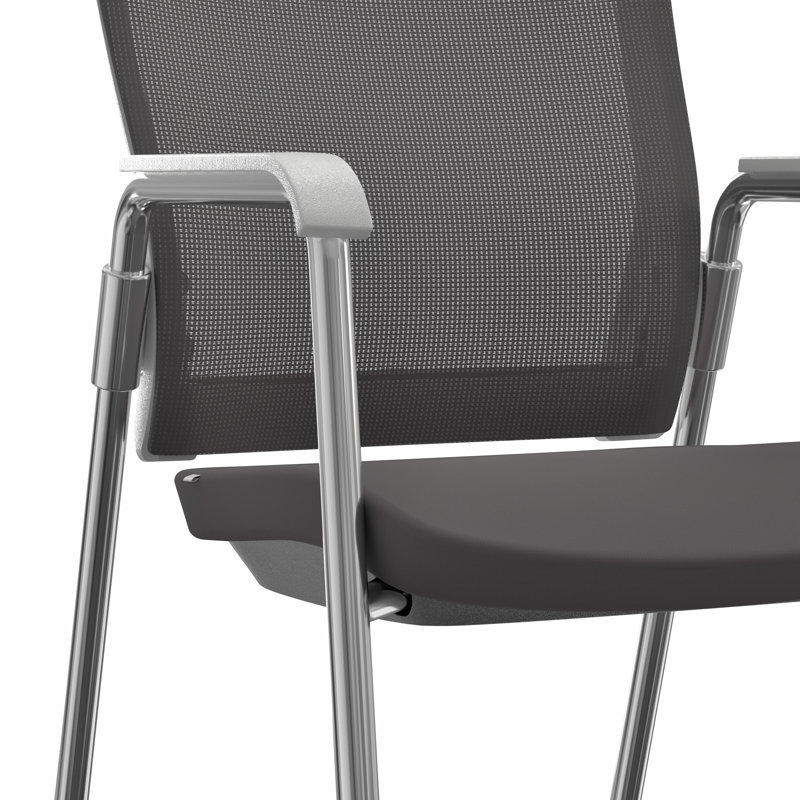 Chaise de salle d'attente en polyester 22,01 po avec structure en métal, gris, Blanc