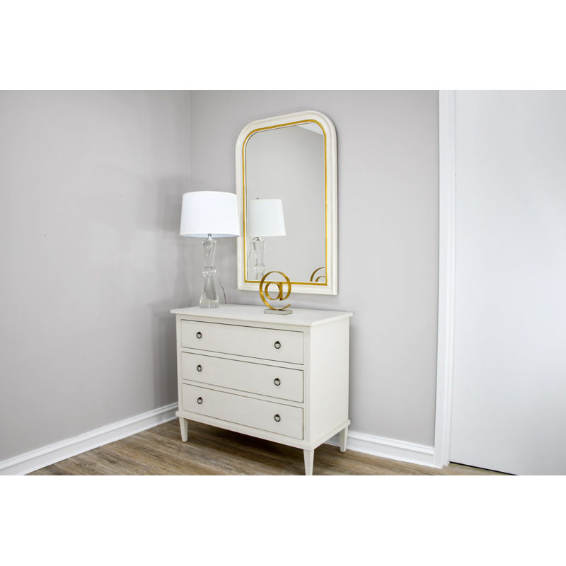 Tallulah Flat Wall Mirror, Antiqued White/Gold Leaf