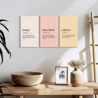 " Funny Foodie Words Multi Piece Canvas Print " 3 - Pieces