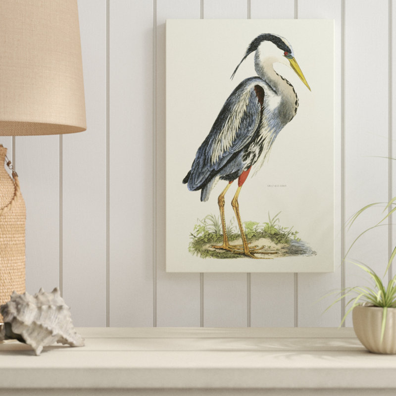 «Custom Great Blue Heron (Mi)», peinture sur toile, H 18 po x l 12 po