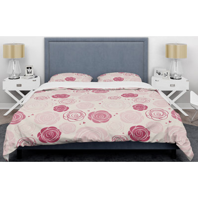 Ensemble de housse de couette mid-century roses