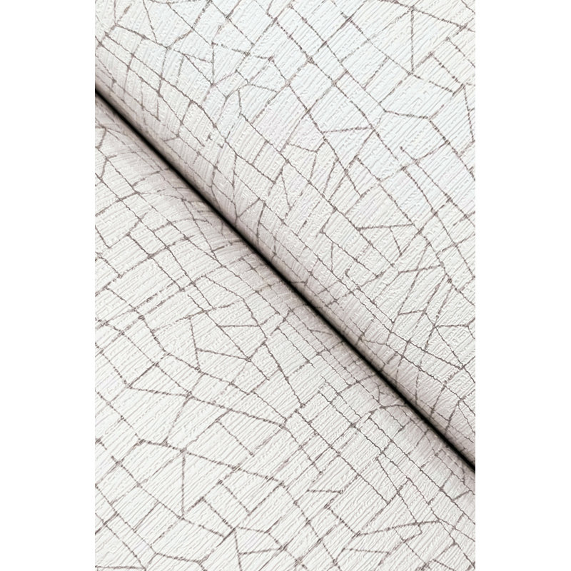 Abstract Vinyl Wallpaper Roll, White Wash