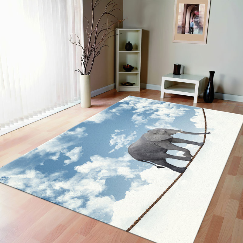 Tapis doux non tissé à motif abstrait monochromatique pour un décor moderne, Rectangle 3 pi 3 po x 4 pi 11 po