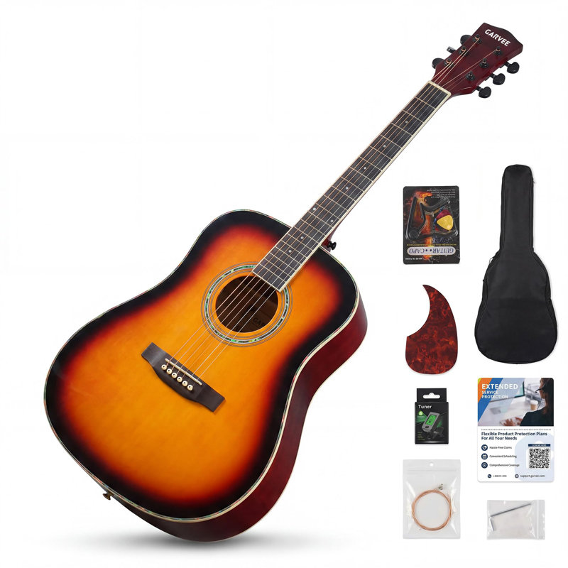 Ensemble de guitare acoustique de 41 pouces, guitare folk pour débutants, Sunset, Sunset
