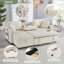 3 Seater Linen Sofa Bed-365104659