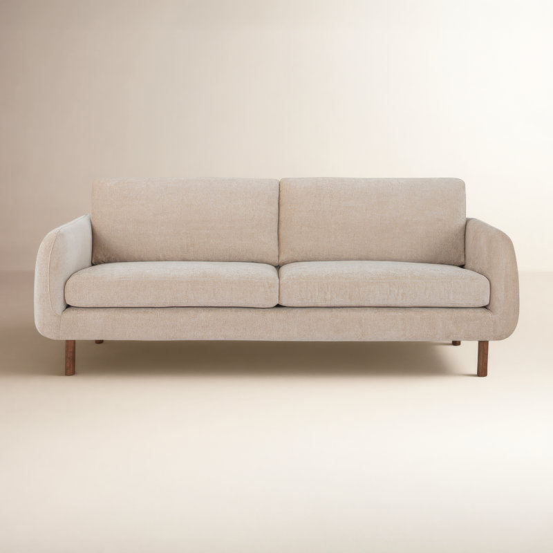 Leno 86'' Upholstered Sofa, Honeycomb Taupe Chenille