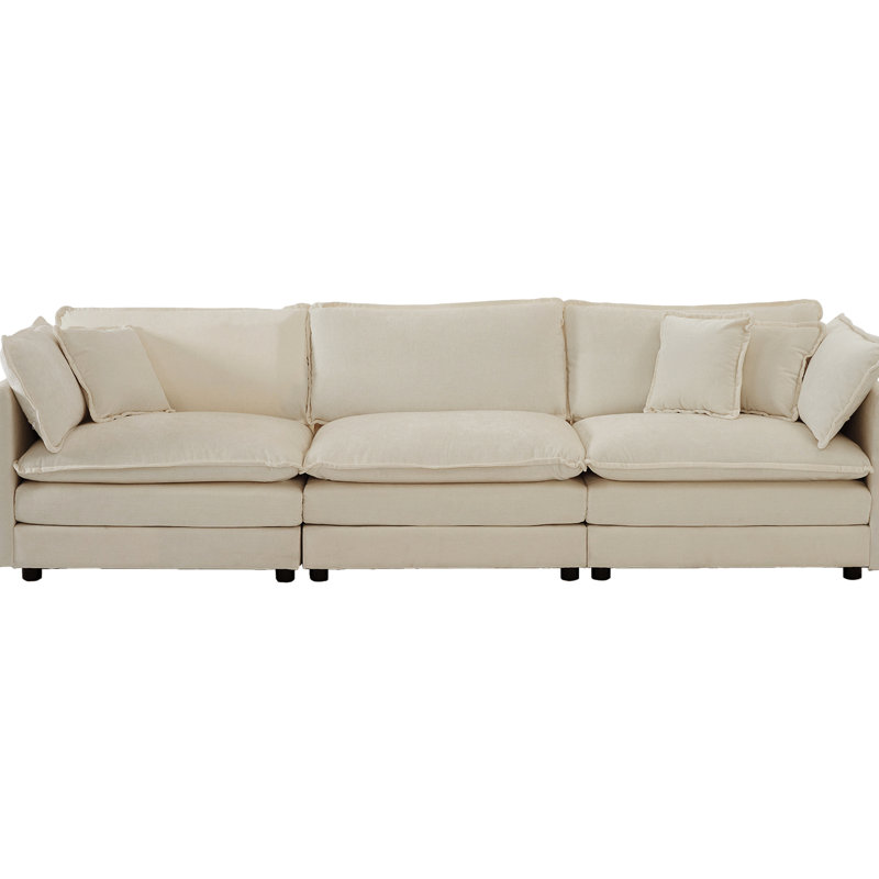 5 canapé d'angle convertible, canapé modulaire en U avec repose-pieds réversible, chenille beige pour un salon moderne et confortable 2 repose-pieds de style minimaliste