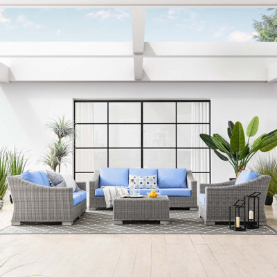 Modway Conway 4-Piece Outdoor Patio Wicker Rattan Furniture Set by Modway