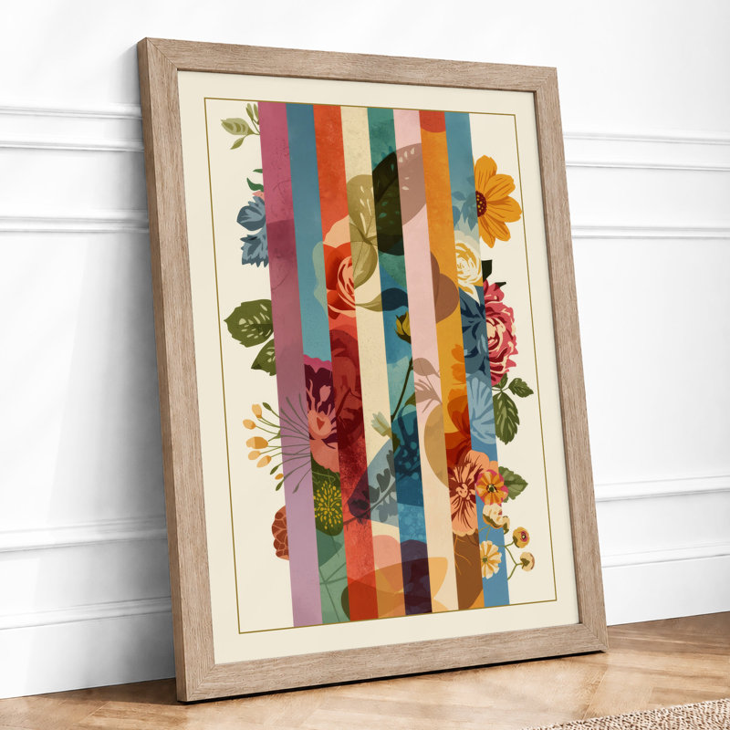 Striped Botanicals Botanical - Framed Print, A1 - 84.1 x 59.4 cm, Oak