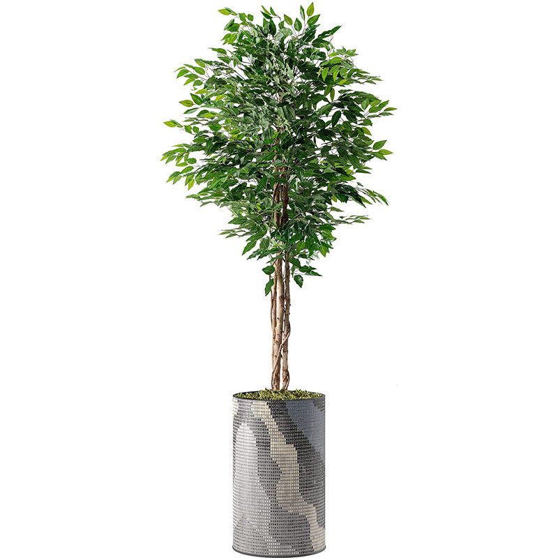 Arbre artificiel dans un pot de fleurs moderne, faux arbre en soie ficus (décoration en pot et arbre)