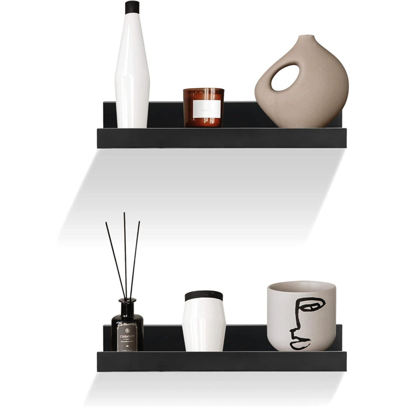 Charneshia 2 Piece Floating Shelf, 10 H x 30 W x 5 D cm, Black
